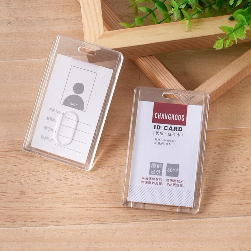 

Tempat Kartu Id Card Akrilik 2 Sisi Bening Transparan Vertikal Horizontal ID Holder Name Tag Transparan Akrilik Bening