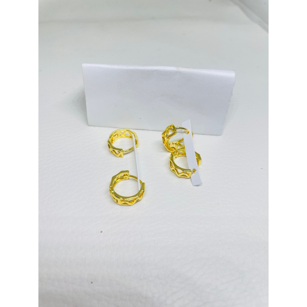 anting bulat jepit lapis emas 24k