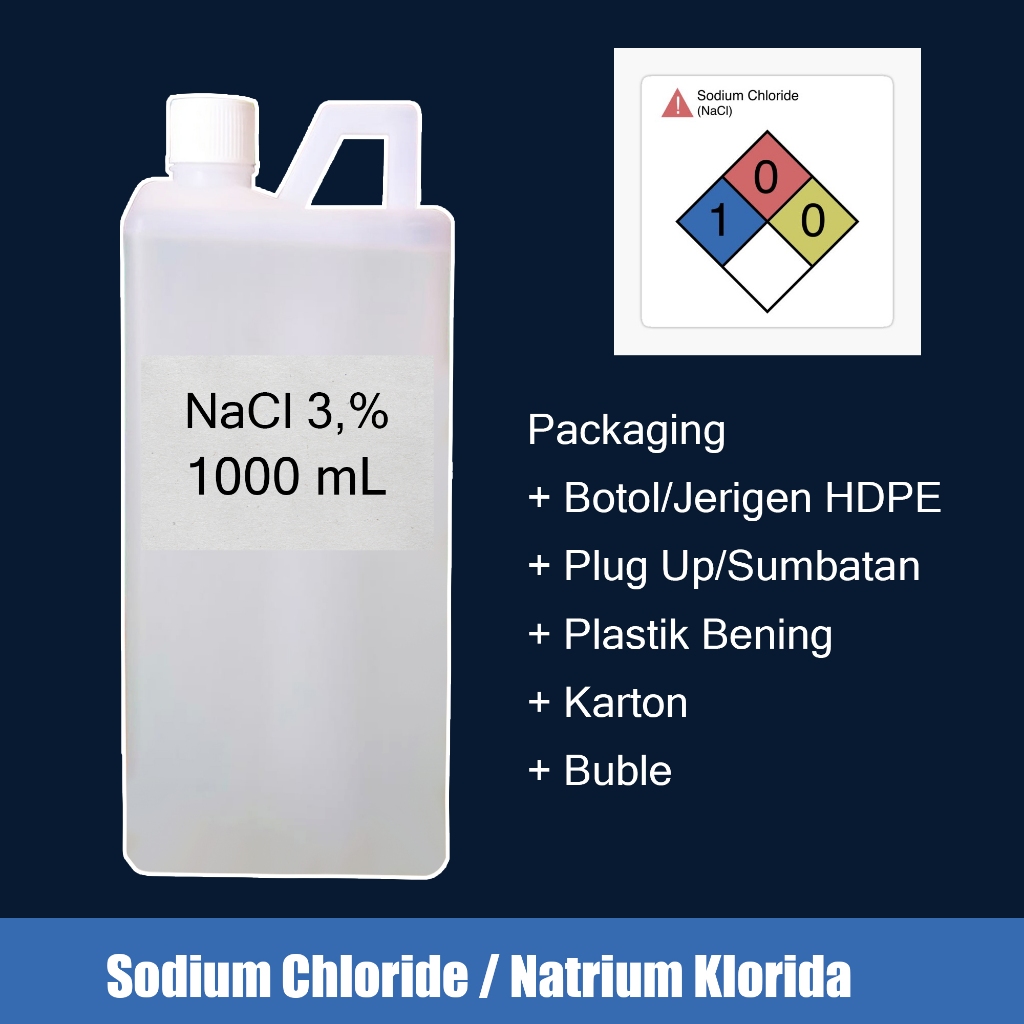 Larutan NaCl 3% / Larutan Natrium Klorida 3% / Sodium Chloride / Larutan Garam 1000 ml