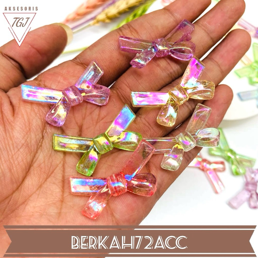 [10 pcs] Manik Manik Pita Pelangi Mix Colour Transparan