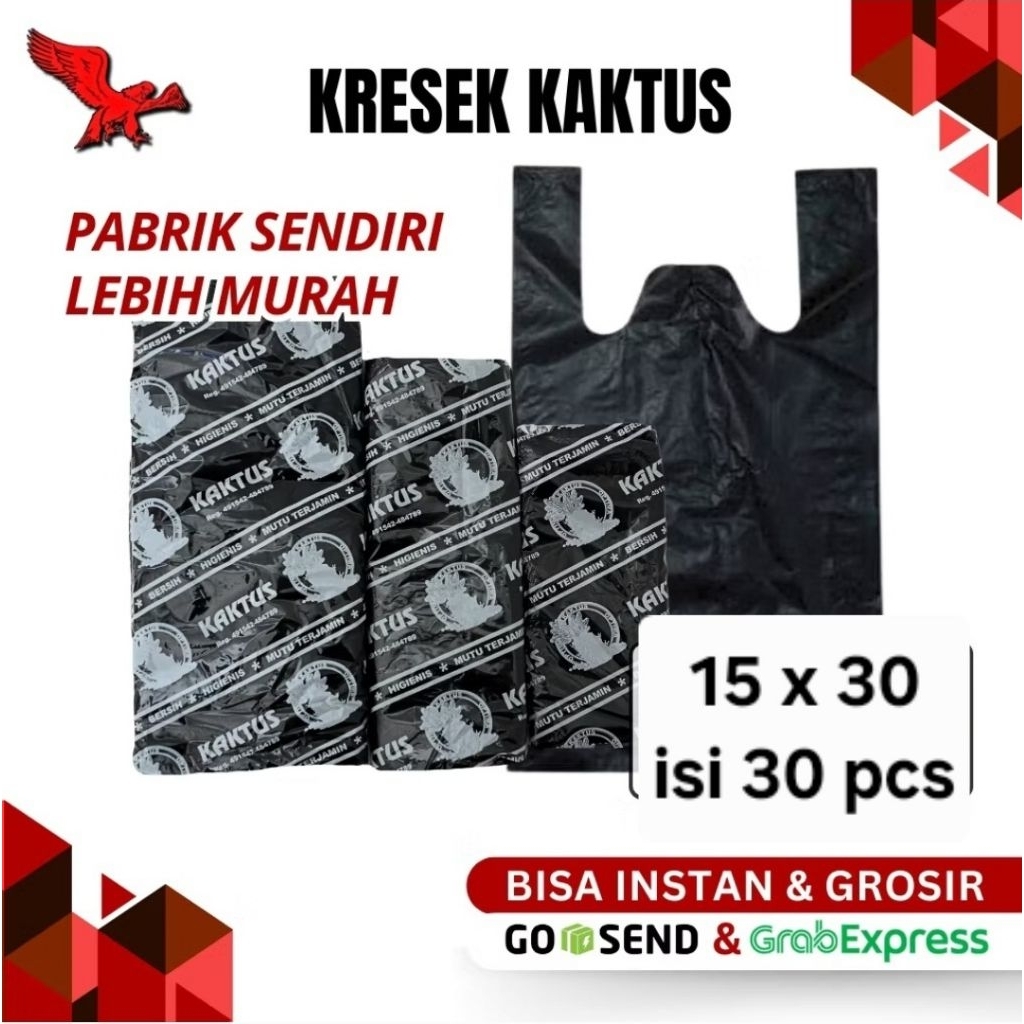 Kantong Plastik Kaktus 15 x 30 cm isi 30 Pcs | Kantong Plastik Kresek 15 cm