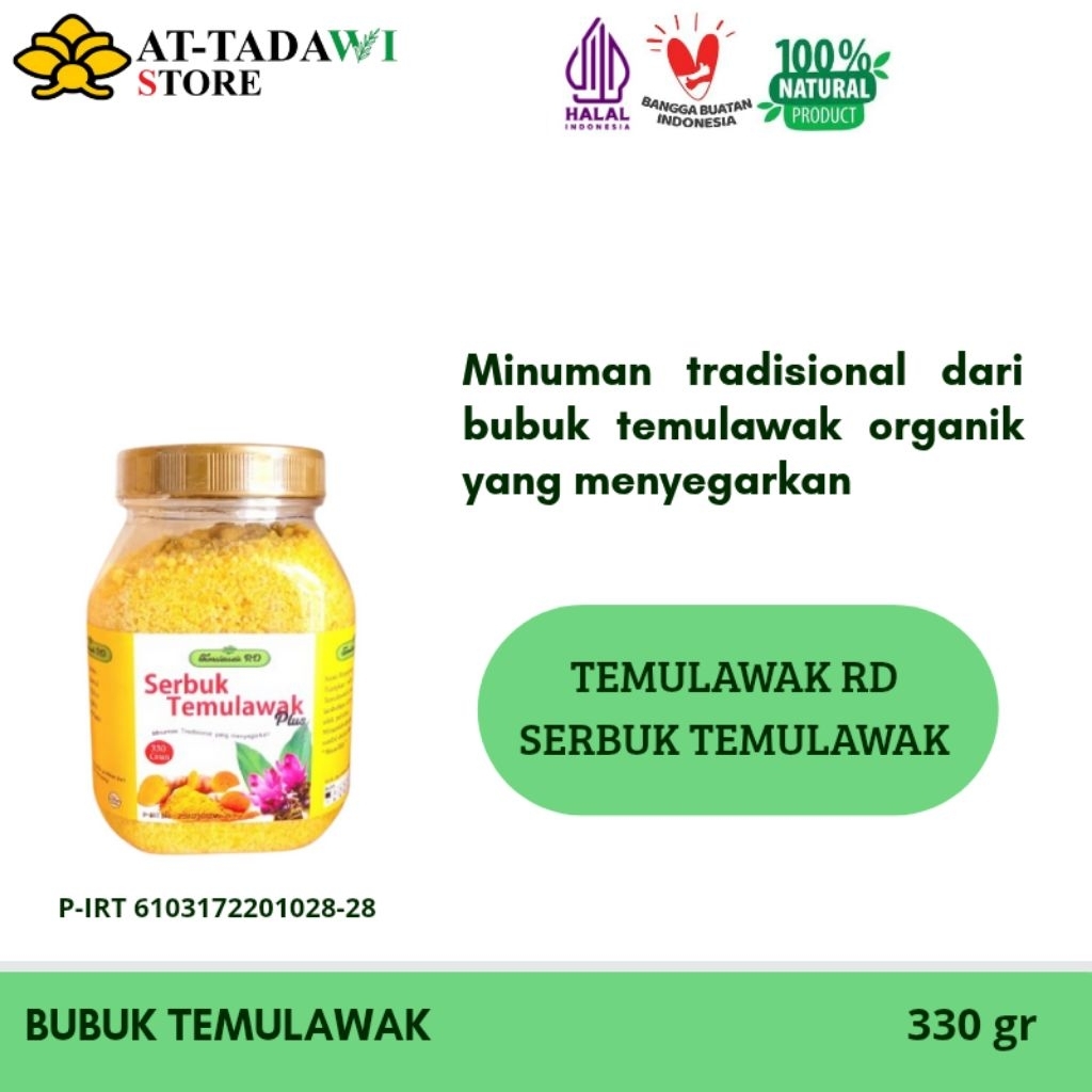 

TEMULAWAK RD - SERBUK TEMULAWAK PLUS - minuman tradisional yang menyegarkan berbahan dasar herbal - 330 gr