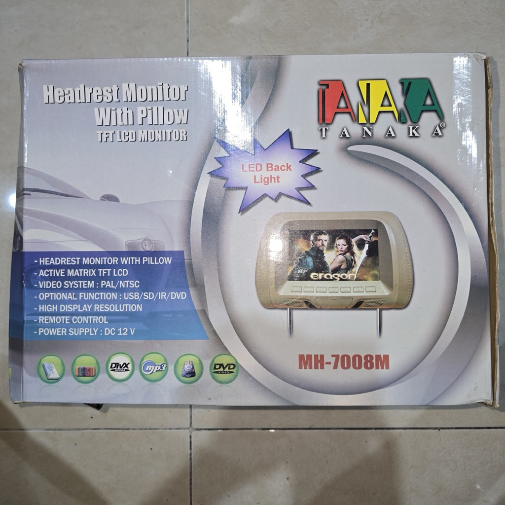 JUAL AAA TANAKA HEADREST MONITOR WITH PILLOW TFT LCD MONITOR MH-7008M BEKAS MURAH
