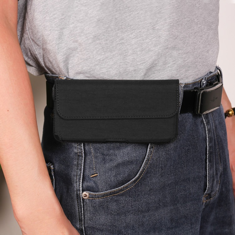 Sarung Dompet Tas Tempat HP Pinggang Polyester Pria Carabiner Horisontal 6,5 - 7 Inch