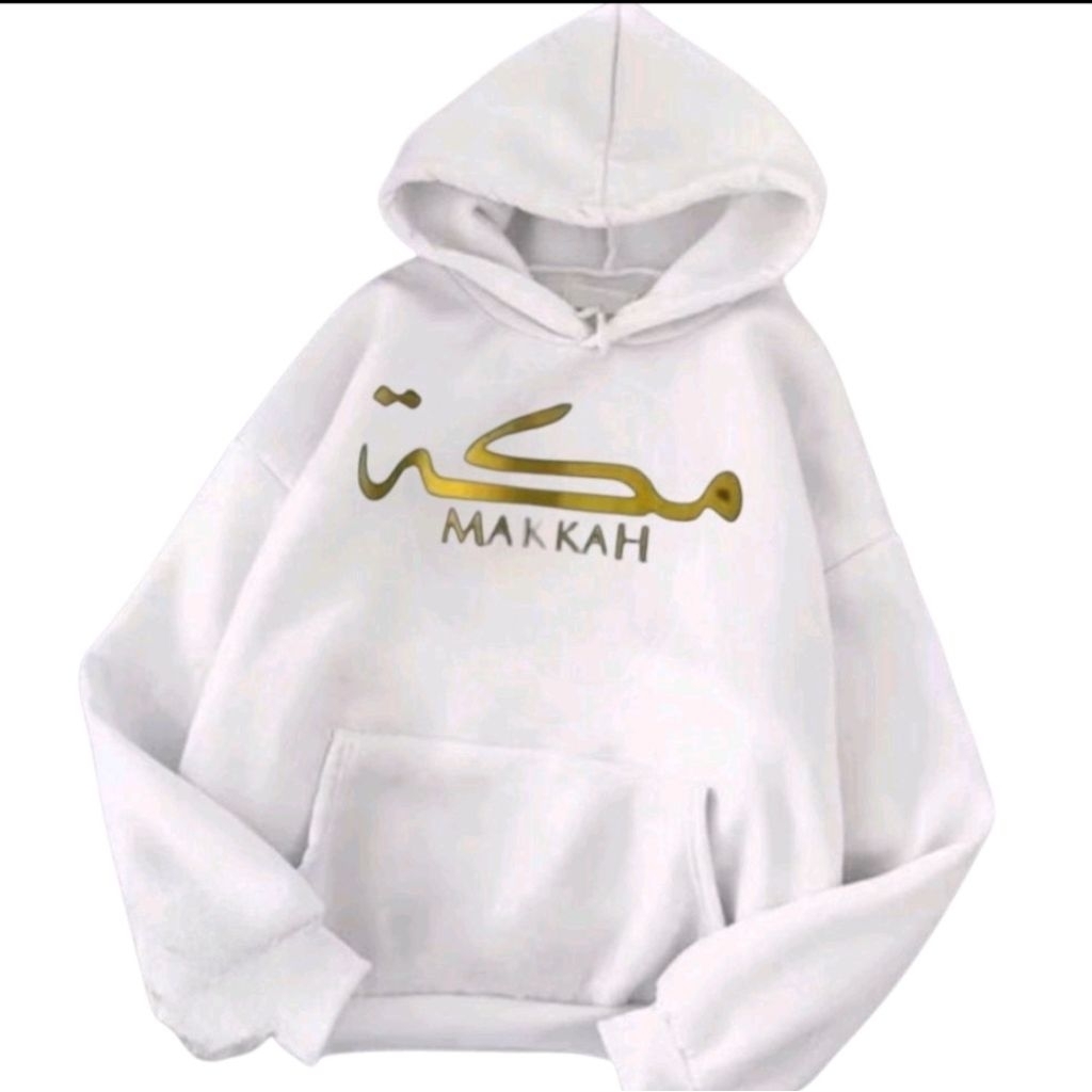 hodie souvenir jaket oleh oleh mekkah tulisan arab saudi arabia Putih Pria Wanita Sweater Tebal Flee