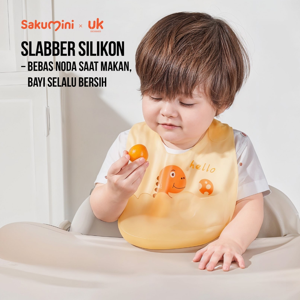 Sakumini Silicone Bib Baby Celemek Makan Bayi Anak Balita Mpasi