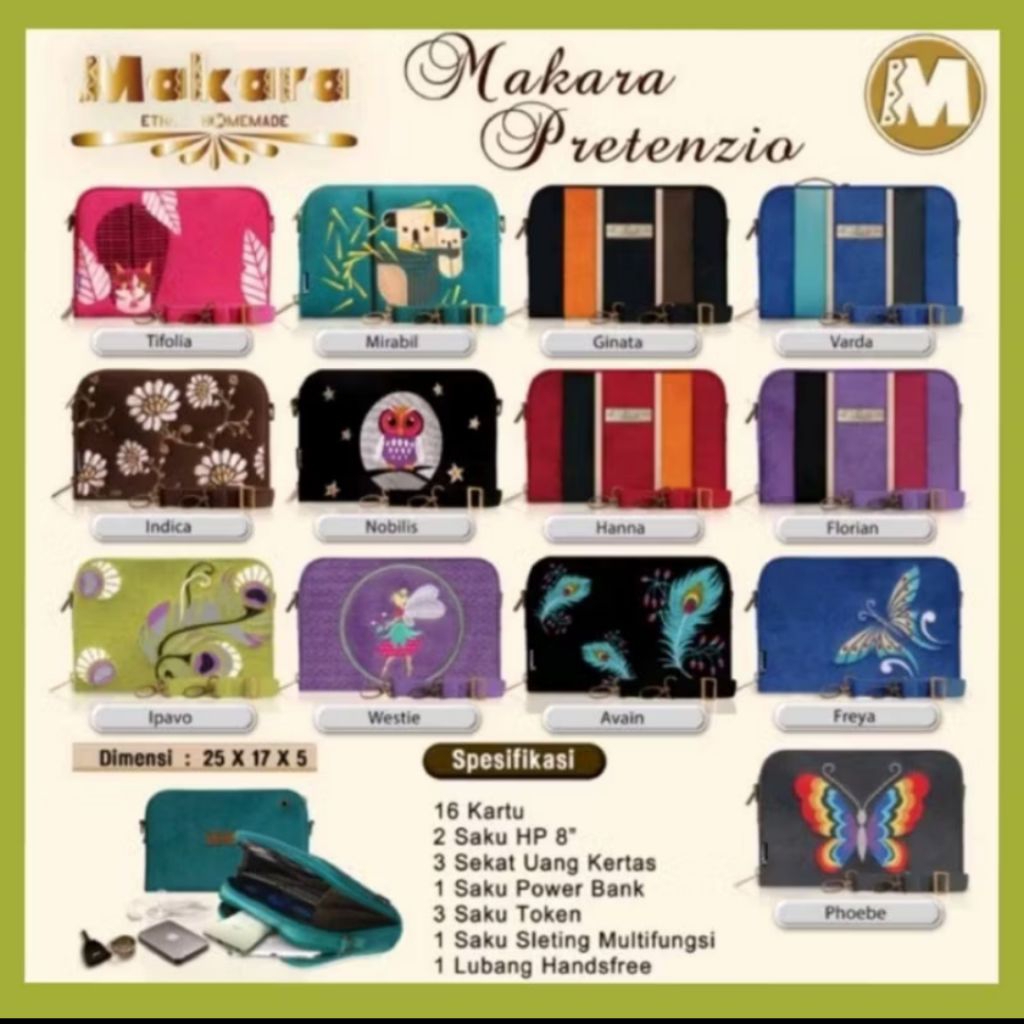 Tas Makara// Tas Mokamula New Leather  etnik ORIGINAL Tas Selempang Wanita Bordir Multifungsi Organi