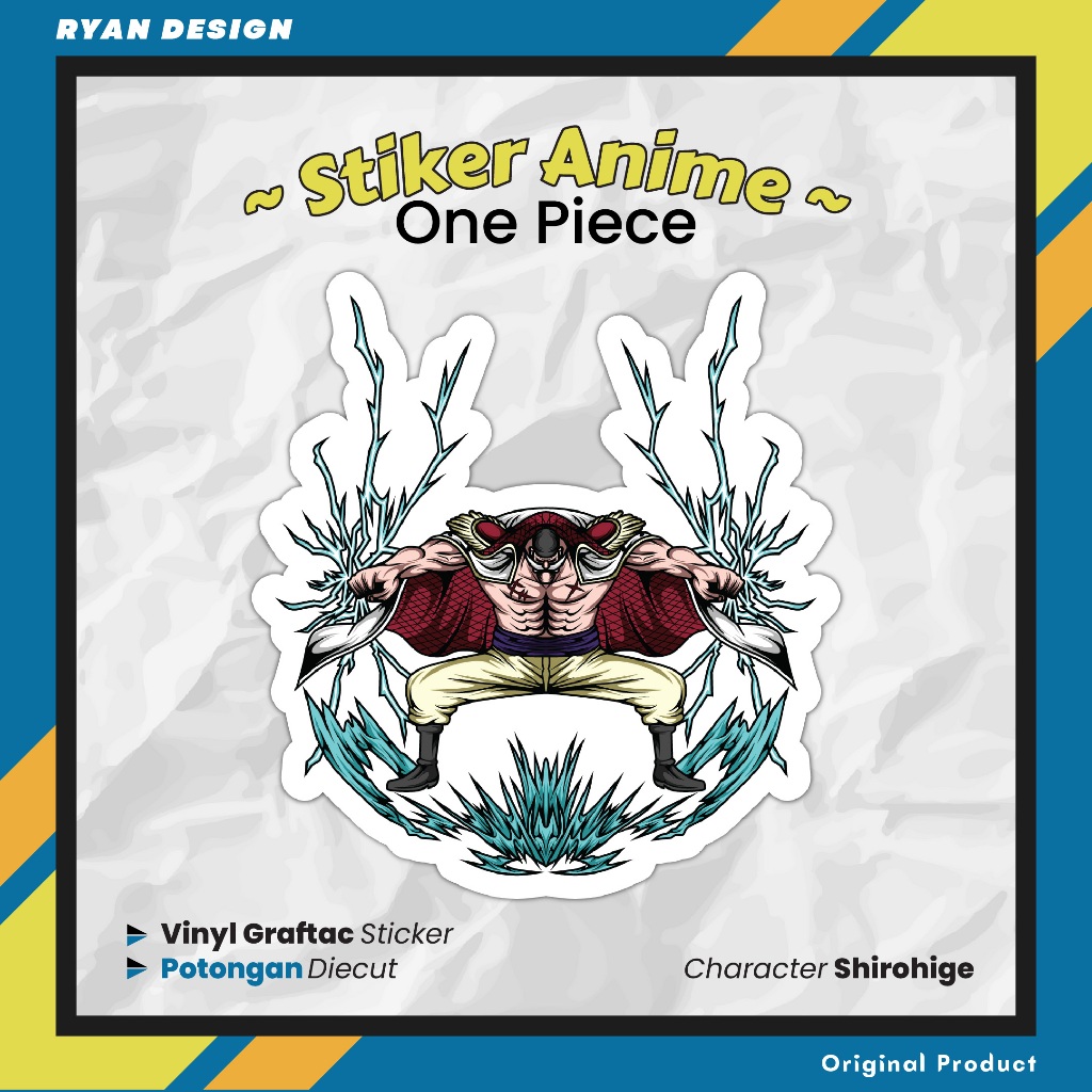 

Sticker Anime One Piece Shirohige Stiker Laptop Case Hp Ukuran 5 Cm
