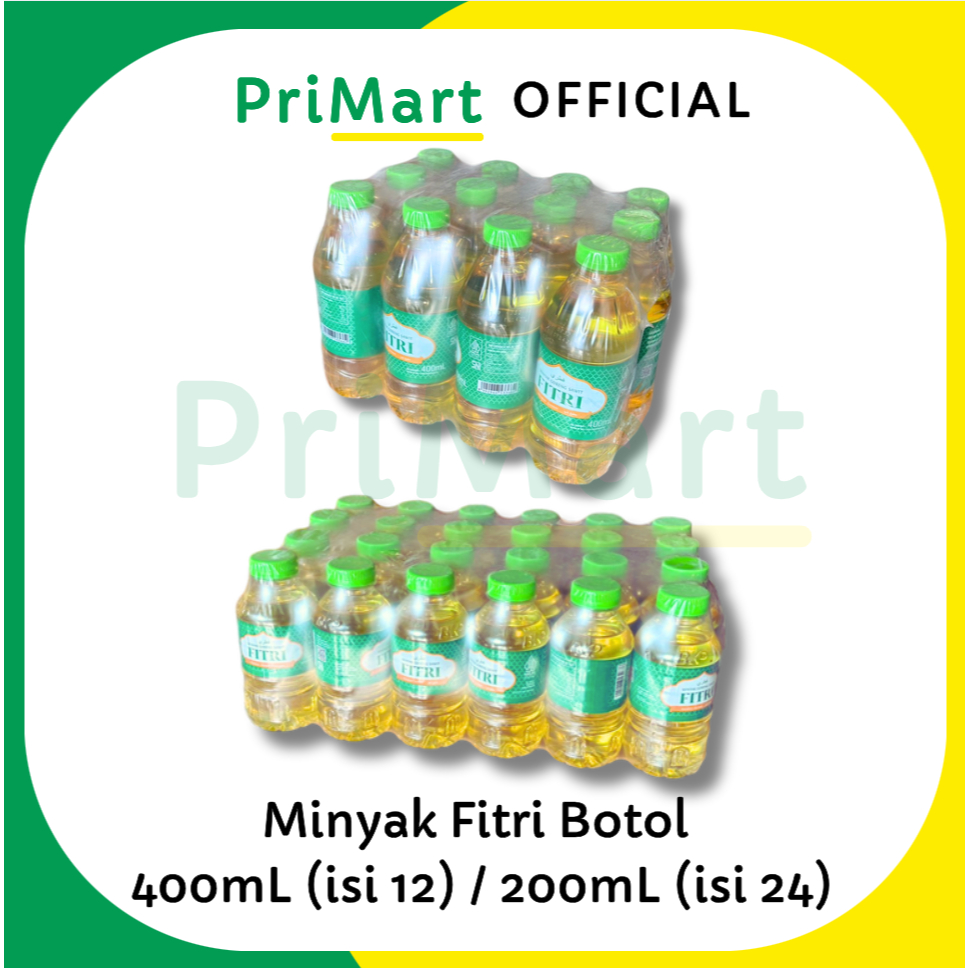 

Minyak goreng Fitri 400 ml (isi 12 botol) / 200ml (isi 24 botol) Krat