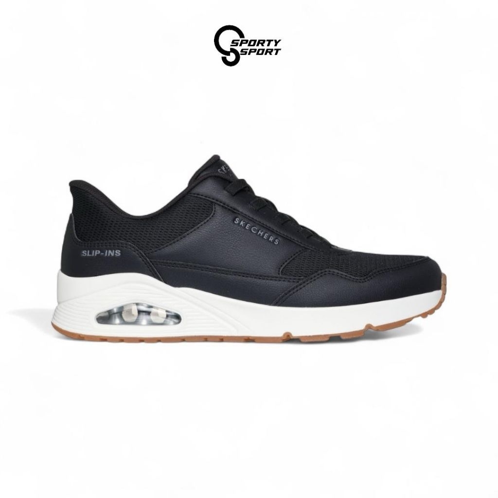 SEPATU SNEAKERS PRIA SKECHERS SLIP ON UNO BANKSIA (183022 BLK)