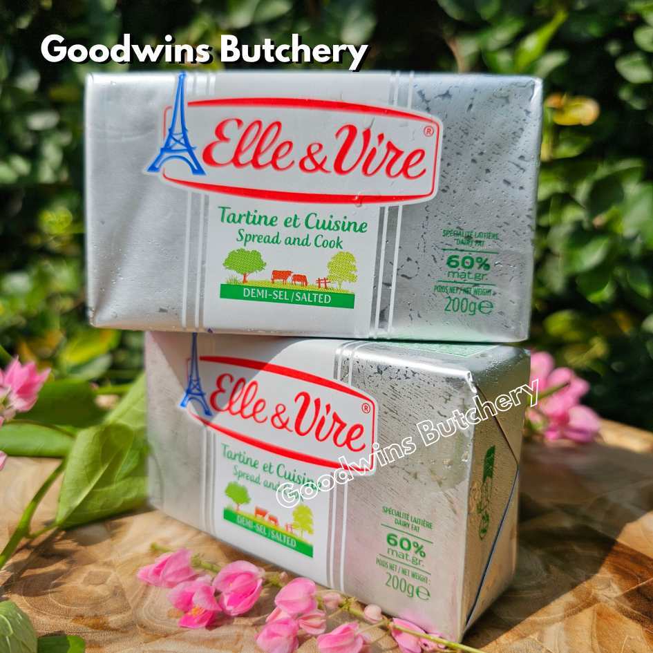 

Butter ELLE & VIRE 60% fat SALTED France mentega bergaram 200gr chilled