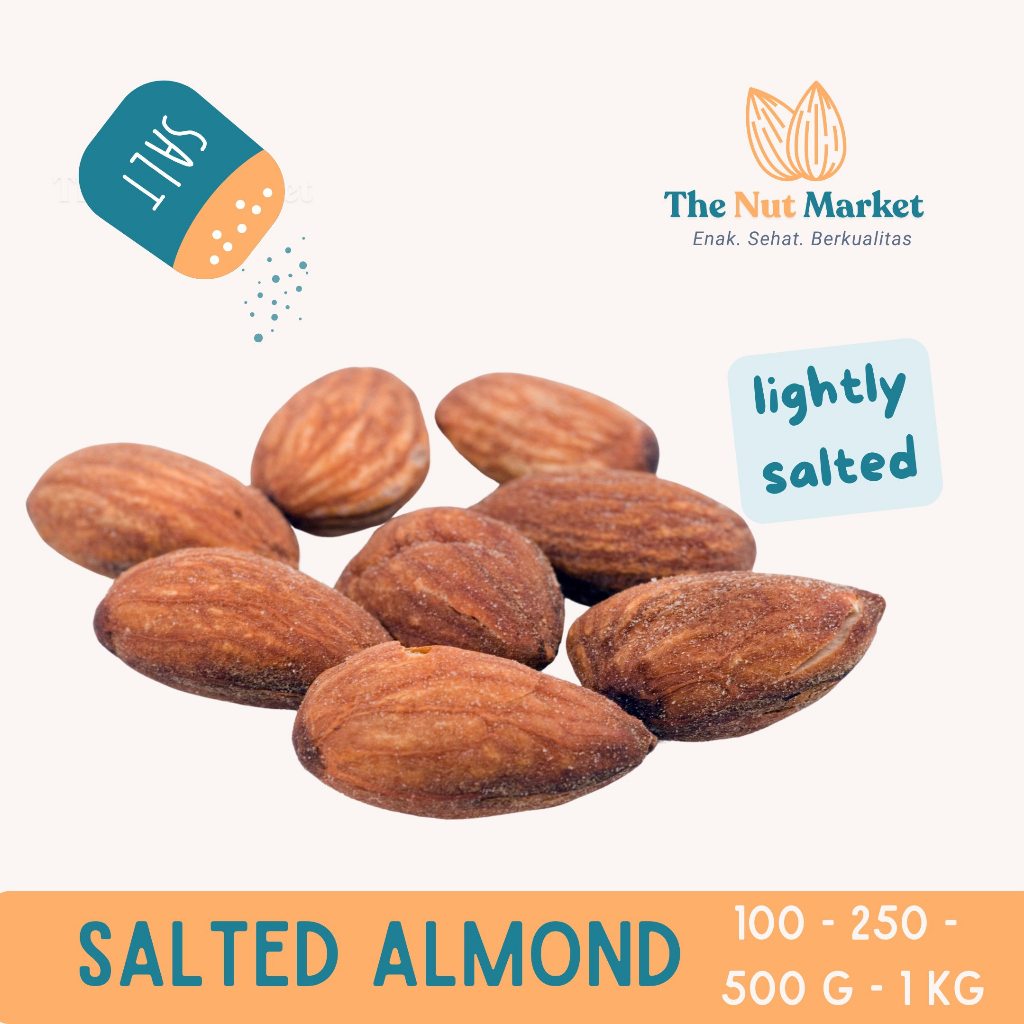 

Salted Almond Roasted (asin) 100, 250, 500 g - 1 kg Almond Panggang Asin