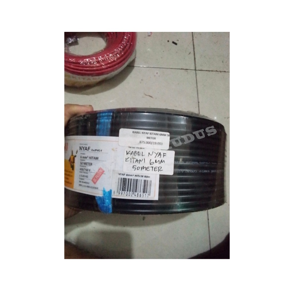 KABEL LISTRIK (NYAF KITANI 6MM 50 METER (ECER/1METER)