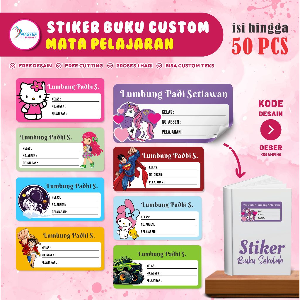 

[mp07] 50pcs Stiker buku sekolah stiker mata pelajaran stiker sekolah stiker buku pelajaran
