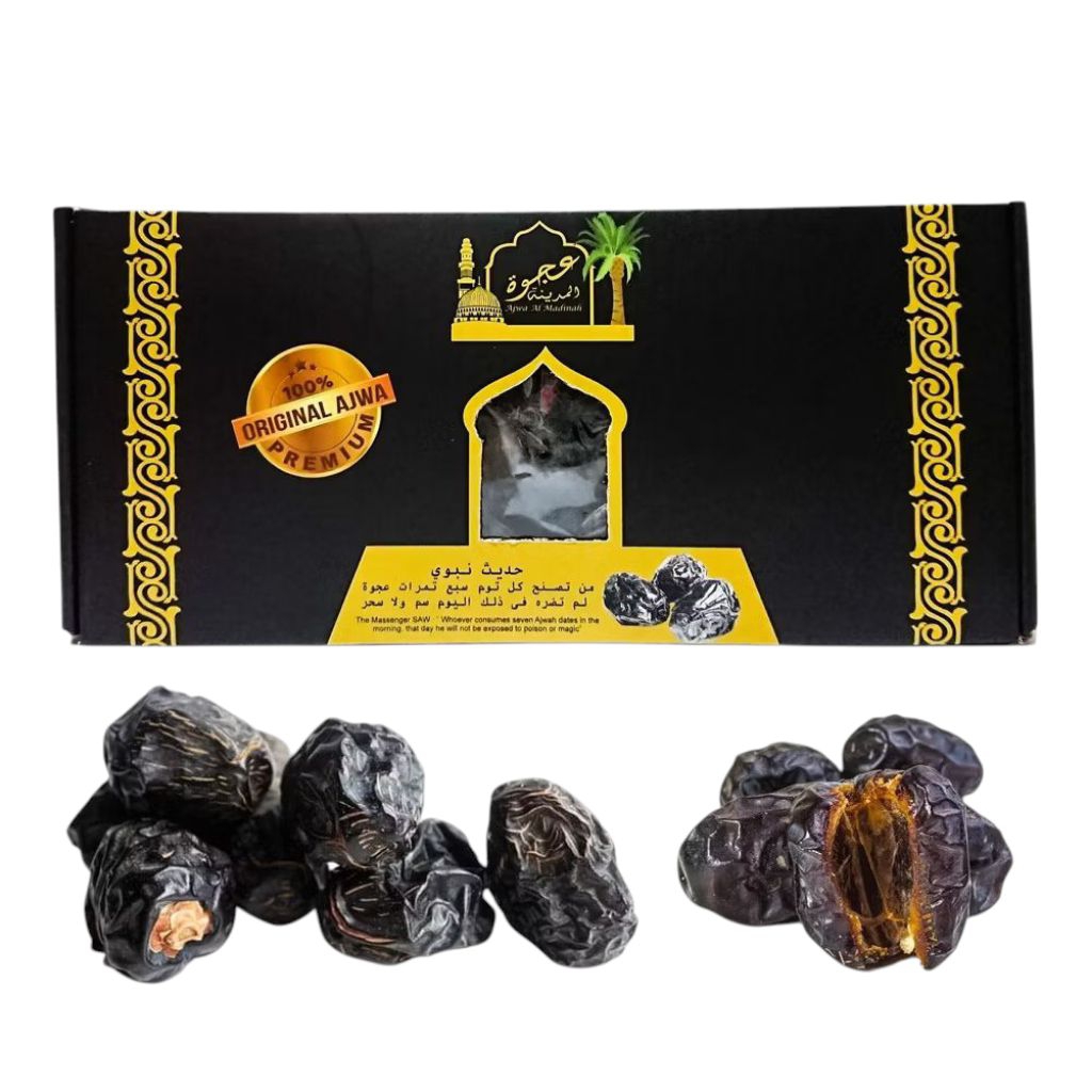 

Promo Kurma Ajwa 500Gram#Kemasan Kardus#Ajwa Packing#ajwa Madinah Original#warna Hitam#Oleh oleh Haji dan Umroh.