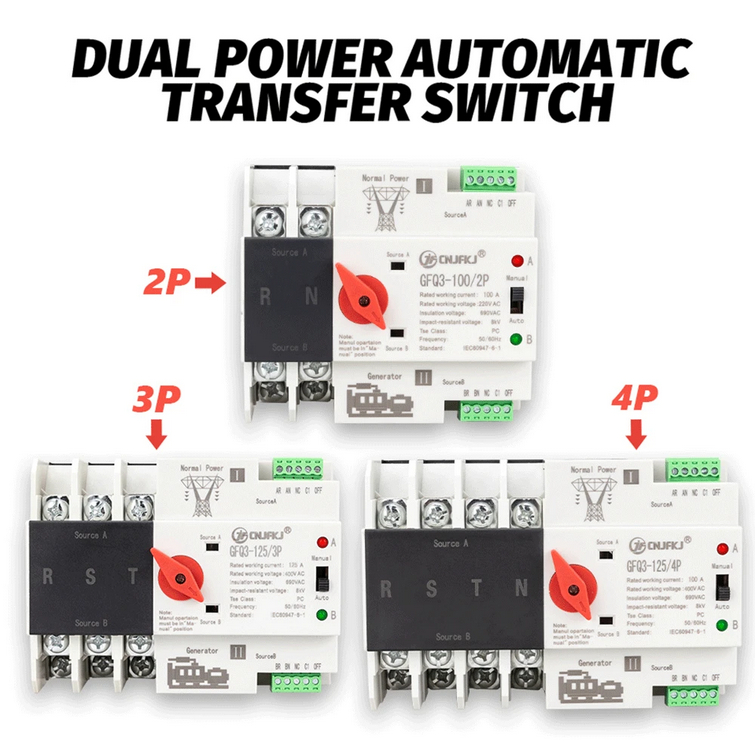 Power Supply Automatic Control Transfer Switch 4P 100A