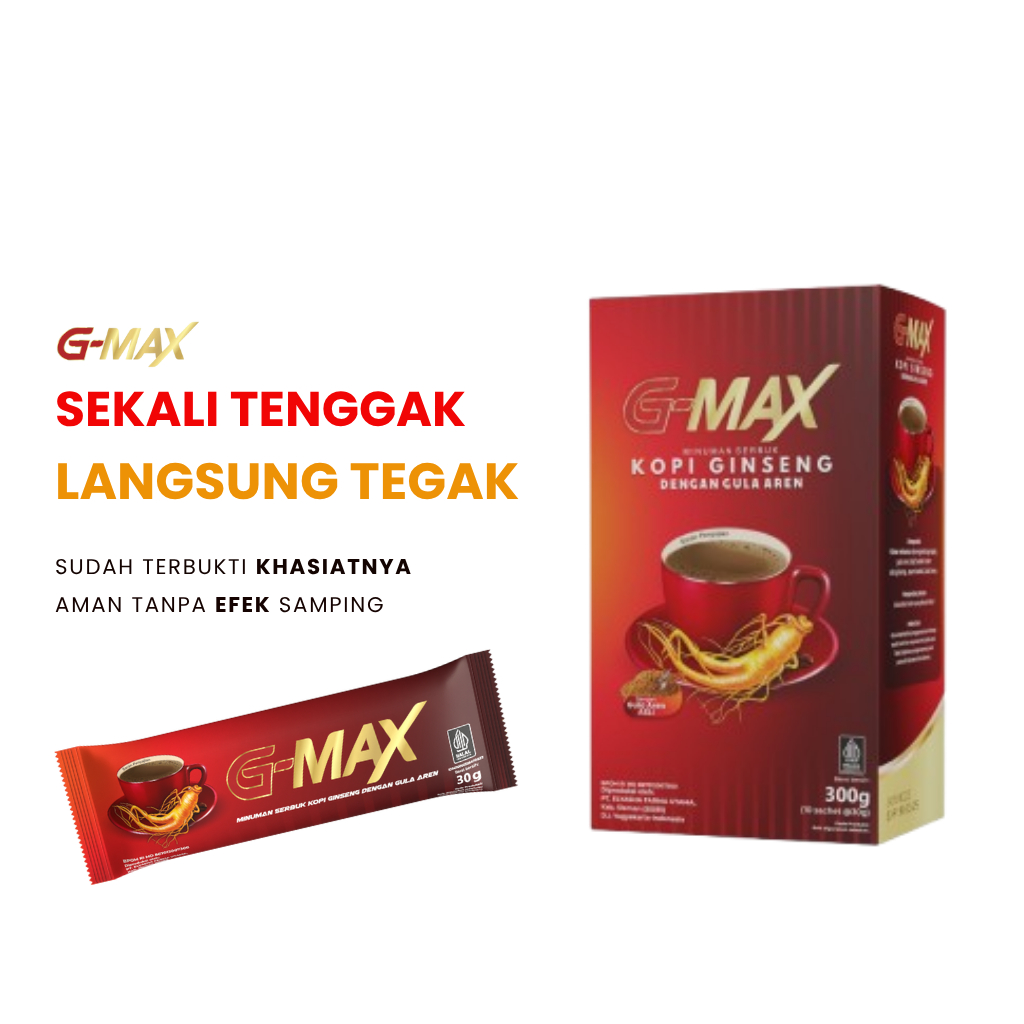 

Minuman Instan G-MAX Kopi Stamina Pria Coffe Extra Ginseng Herbal Alami