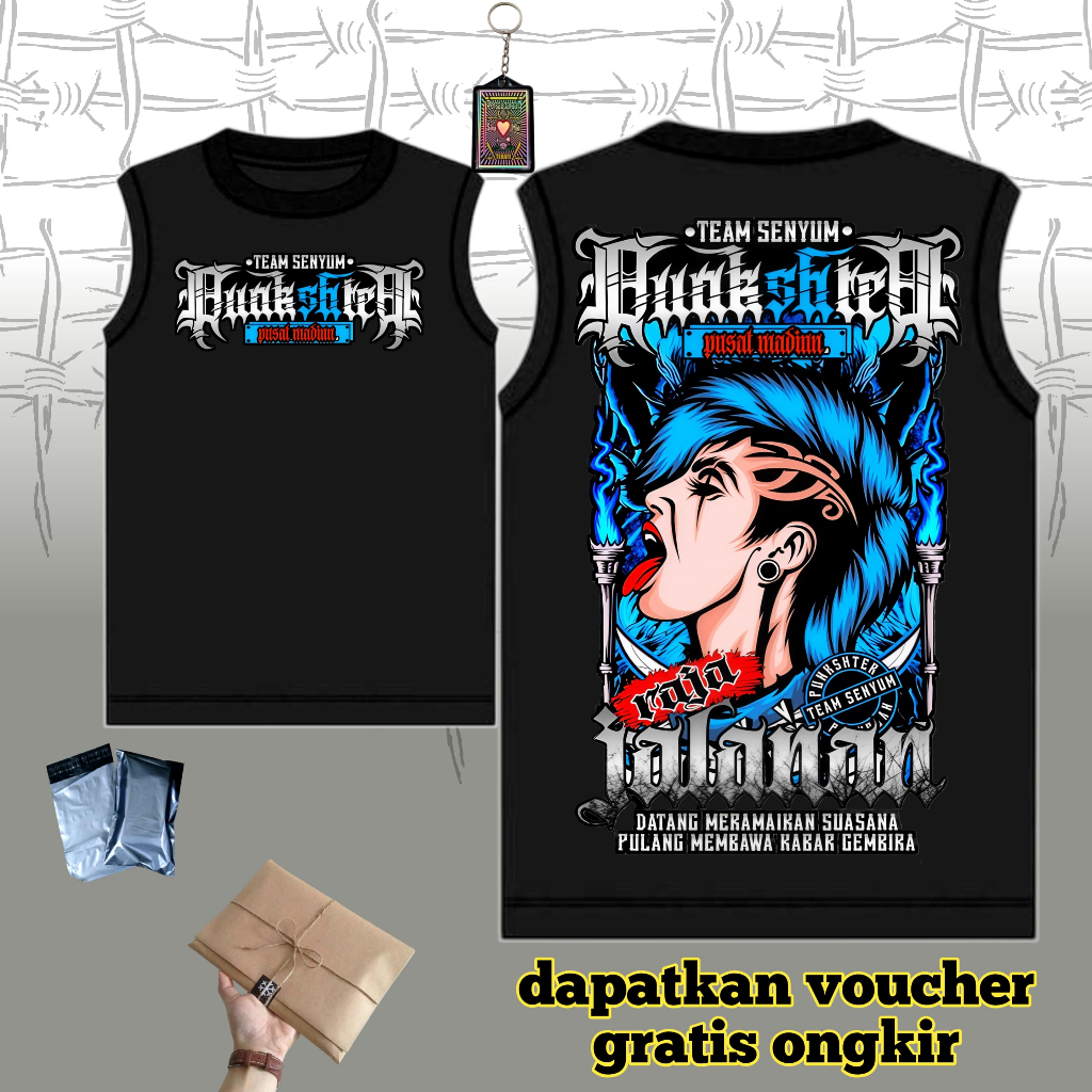 kaos singlet PUNKSHTER PSHT terbaru motif keren biru / kaos distro psht motif punkshter
