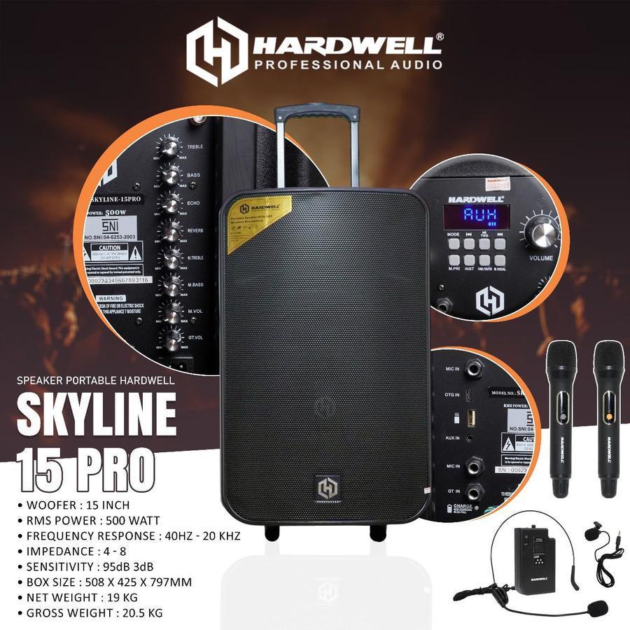 Speaker Aktif Portable Hardwell 15 Inch SKYLINE 15 PRO wireless Original Bluetooth Hardwel