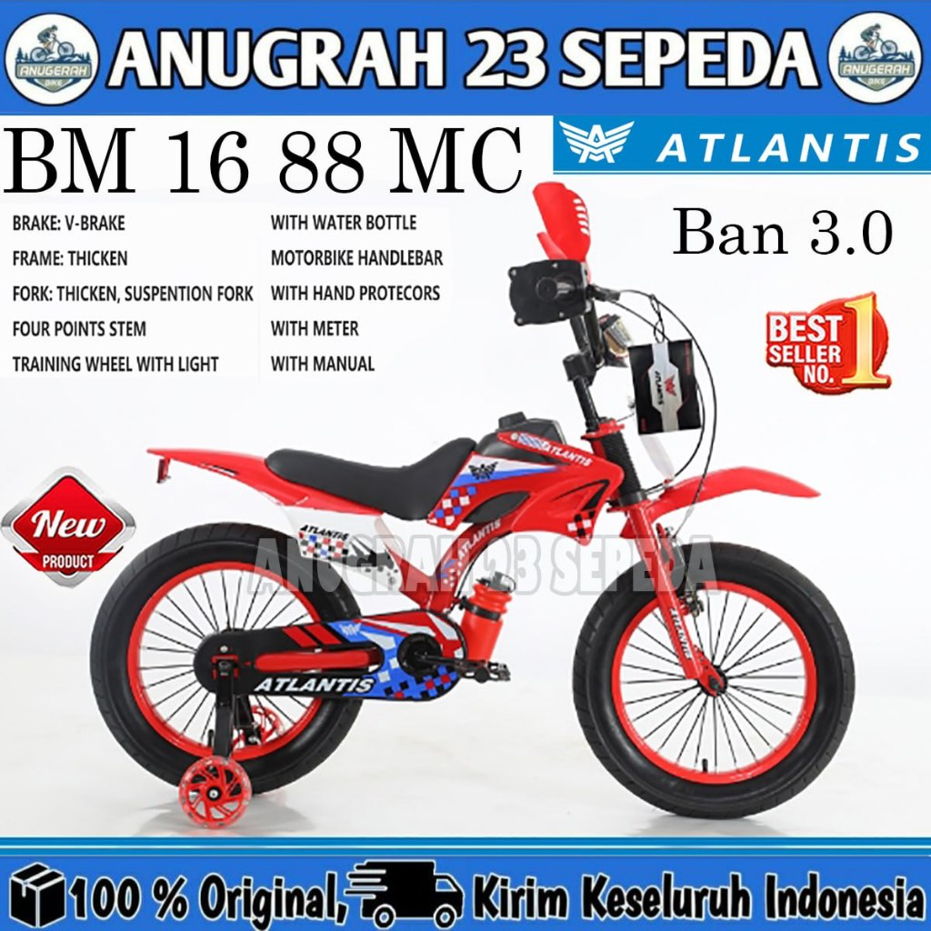 Sepeda Anak Laki Ukuran 12 16 18 Inch BMX ATLANTIS 88 MC //BNB MONSTER TRAIL//MAZARA 2233 Model Moto
