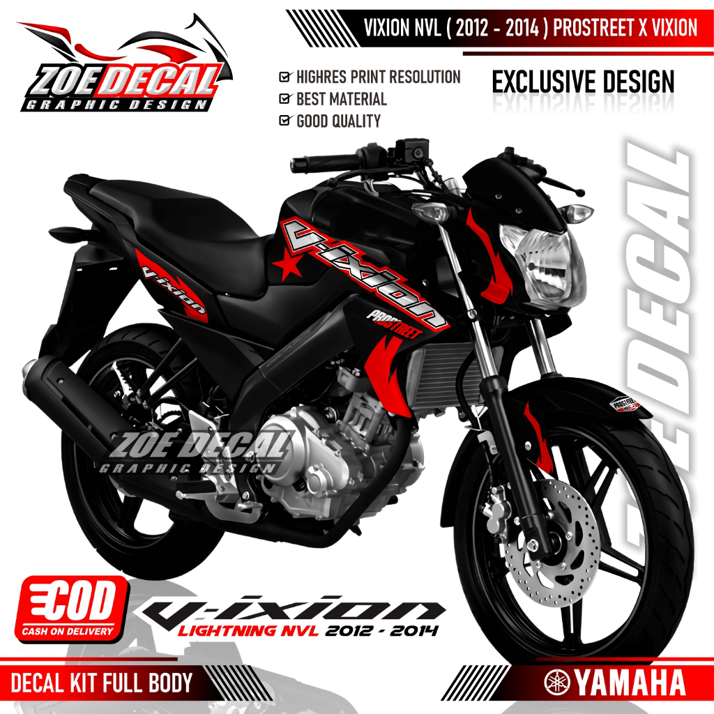 Terbaru Decal Stiker Full Body Yamaha Vixion NVL Livery PROSTREET X VIXION