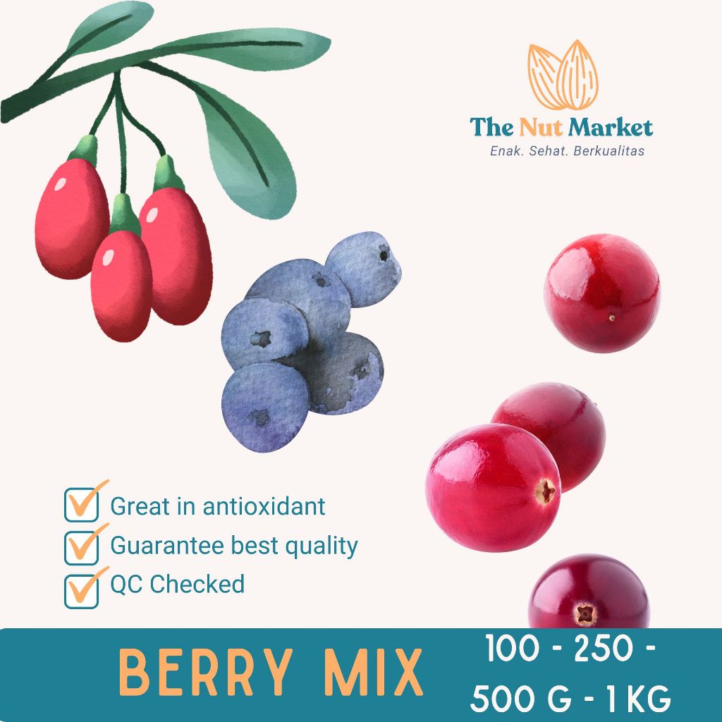 

Berry Mix 100, 250, 500 g, 1 kg Cranberry, Blueberry, Gojiberry PREMIUM MIX
