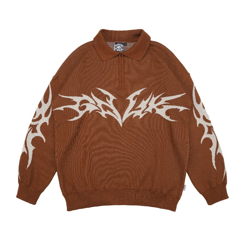 GDCK Polo Knit AKABROWN / Sweater Polo Knitting Katun Brown / Poloshirt Rajut Coklat