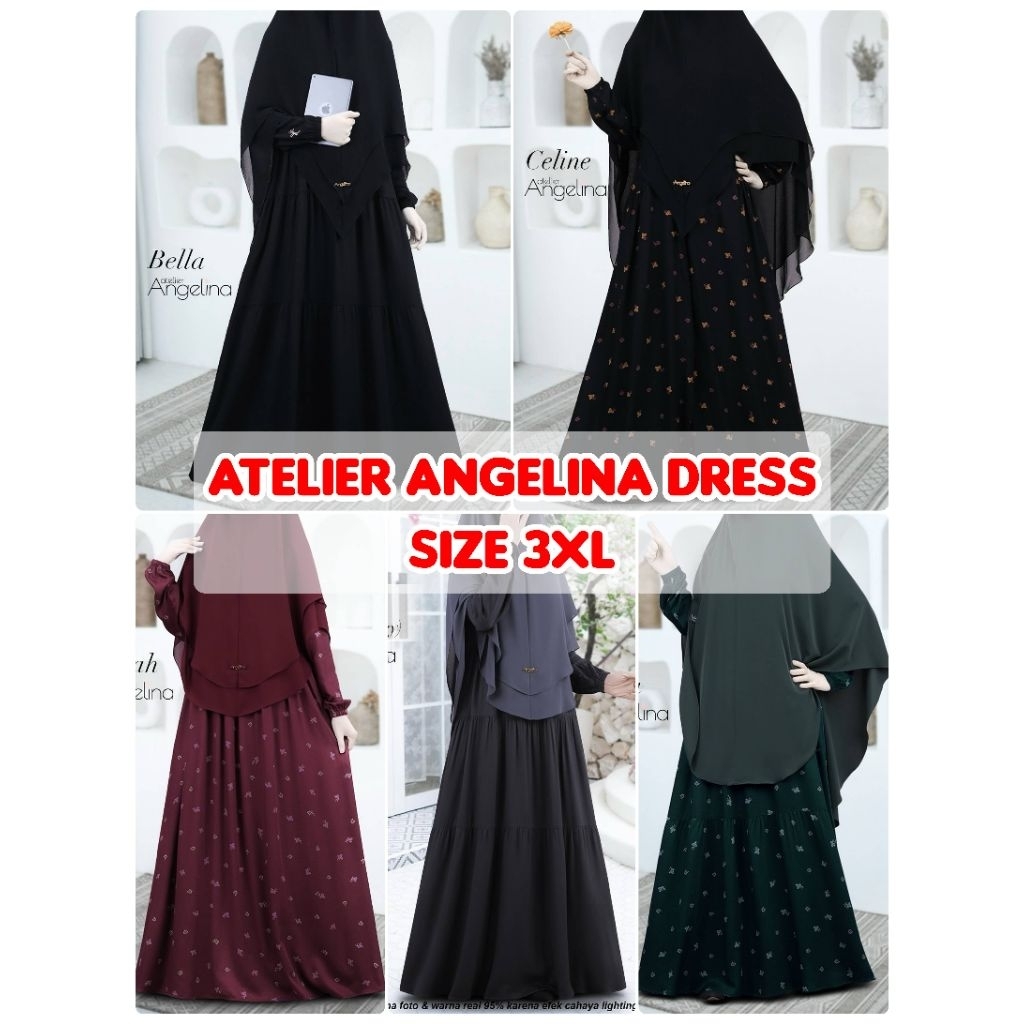 Atelier Angelina Dress size 3XL : Clover Tri Emerald, Clover Tri Black, Clover Tri Rhubarb, Embroide