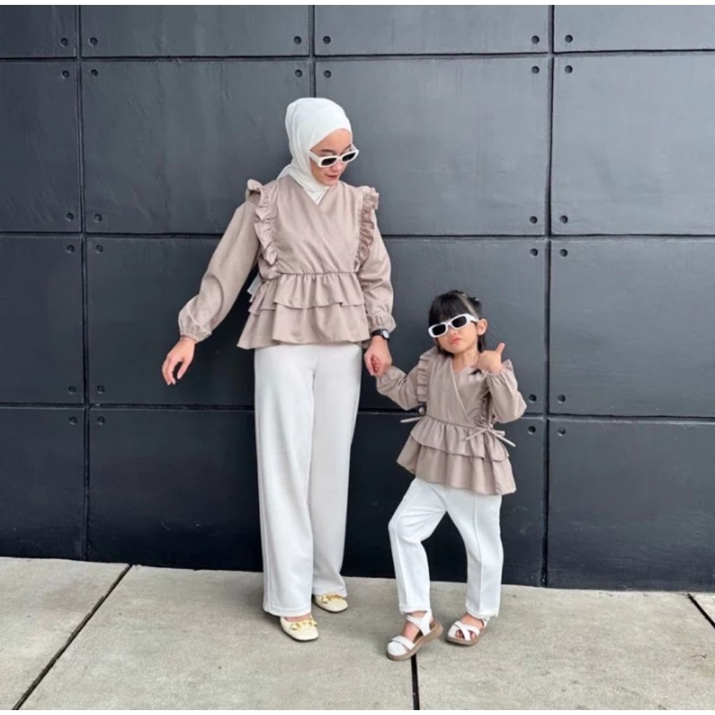 NURHAMZAH COLLECTION Couple Mom And Kids Blouse Couple Mom And Kids Couple Kameja Atasan Anak Dan Ib
