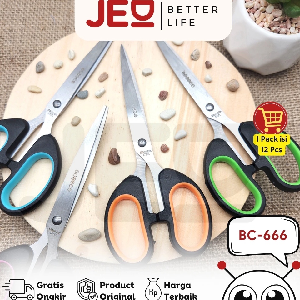 

KODE N84L 1 lembar 12 pcs Gunting Scissors BOSSCO 65 Inch BC666