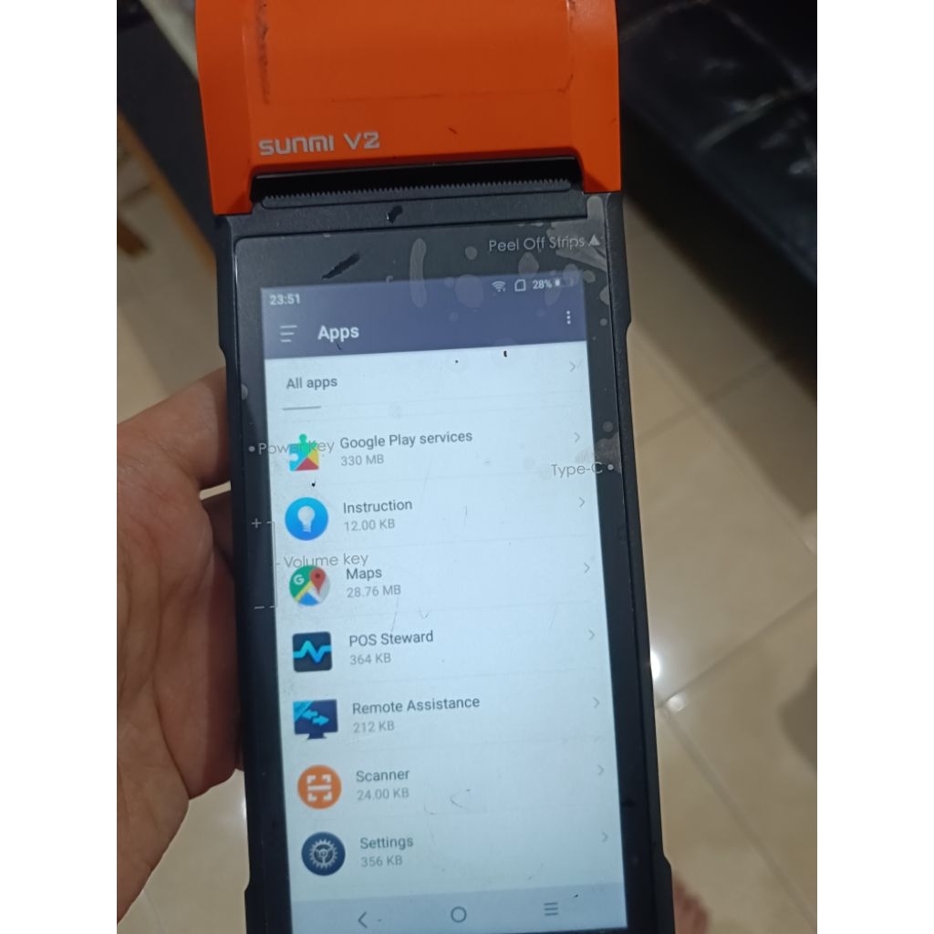 MESIN KASIR PORTABLE POS ANDROID SUNMI V2 SECOND BEKAS
