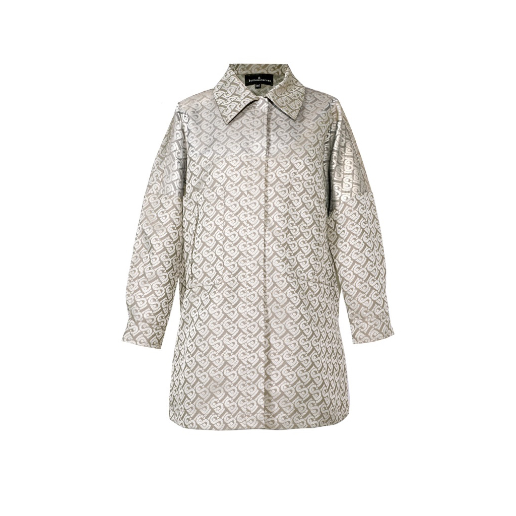 New Buttonscarves Bimu Jacquard Oversized Shirt - Taupe