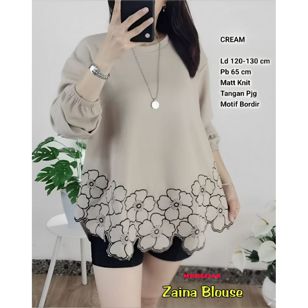 zaina blouse ORI marsella / atasan kaos jumbo wanita /atasan wanita / blouse garis-garis wanita