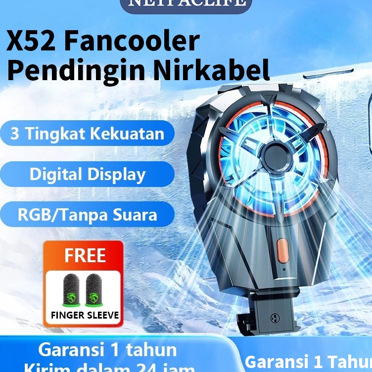 Funcooler X52 Built In Baterai FanCooler Gaming Cooler Radiator Clipon Ultra Tenang Dingin