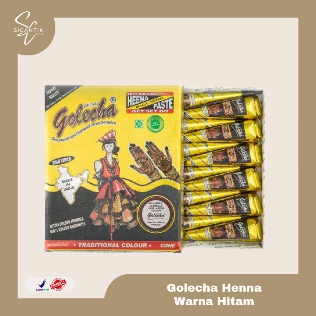 GOLECHA HENNA TANGAN WARNA HITAM | HENNA KUKU DAN TANGAN HALAL BLACK ORIGINAL BPOM