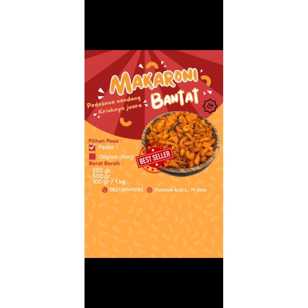 

MAKARONI BANTAT KRIUK ORI DAN PEDAS ASIN.VARIAN BERAT (250GR,500GR,1000GR)