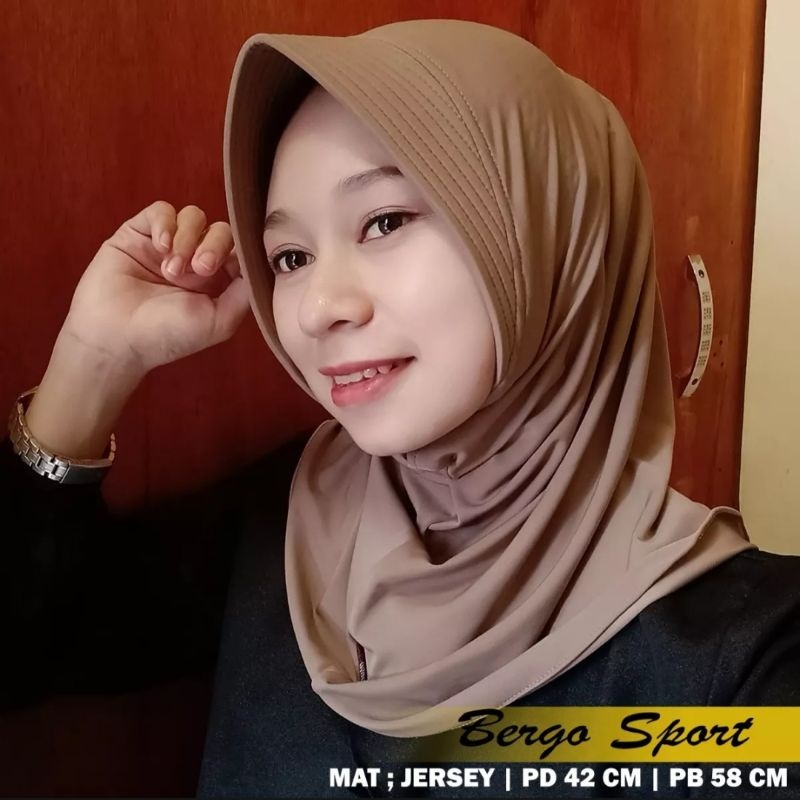Hijab sport bahan jersey ukuran S M