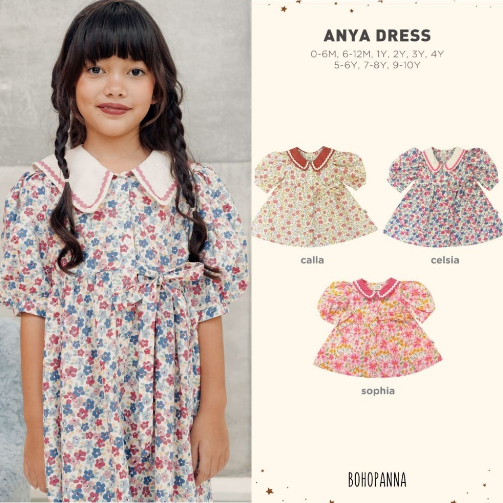 BOHOPANNA - ANYA DRESS BOHOPANNA - DRESS ANAK - DRESS BAYI - BAJU ANAK - DRESS BOHOPANNA