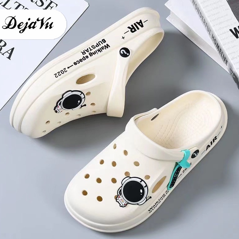 KODE P42O Dejavu Sandal Fuji Wanita Wedges Jibbitz Kekinian Sandal Baim Rumah Karet Jelly Sepatu Slo