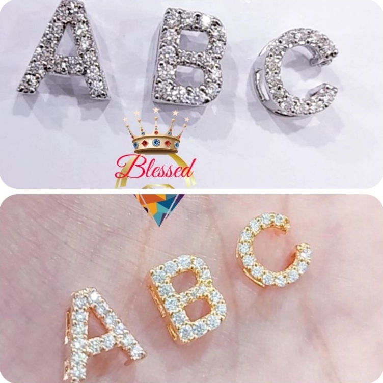 KODE X18F LIONTIN PERAK ASLI 925 LAPIS EMAS MODEL HURUF ABJAD