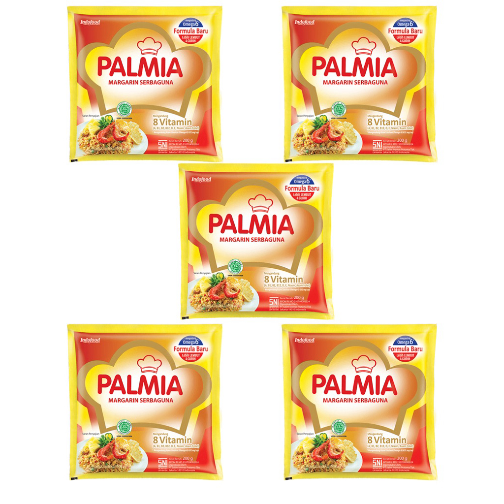 

Palmia Margarin Serbaguna 200g - Isi 5 pcs | Cocok untuk Masak & Kue