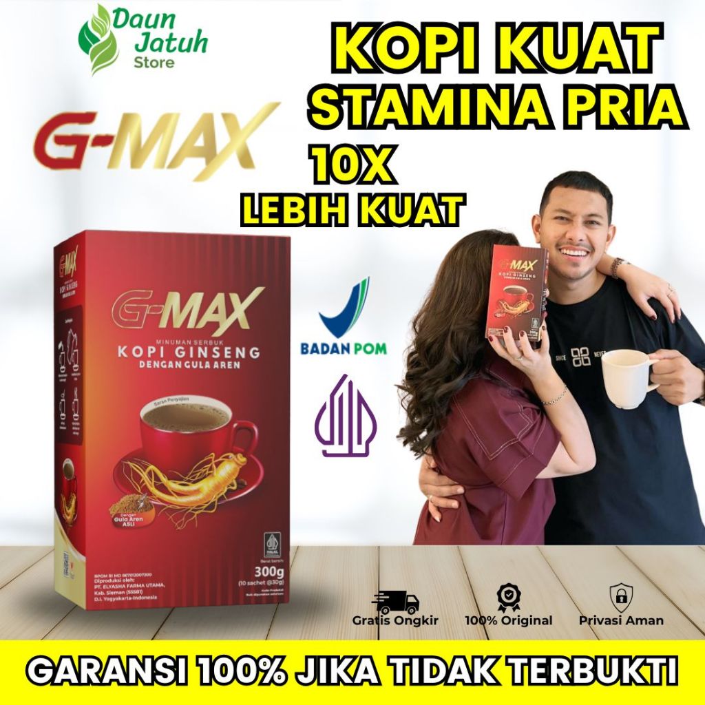 

KOPI G-MAX ORIGINAL - Kopi Gingseng Penambah Stamina Untuk Pria - 1 Box Isi 10 Sachet