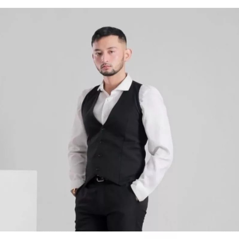 KODE S76H rompi Hitam Waiter Hotel Cafe Restoran  Vest Jas Formal Hitam  Rompi Jas Formal Pria  Vest