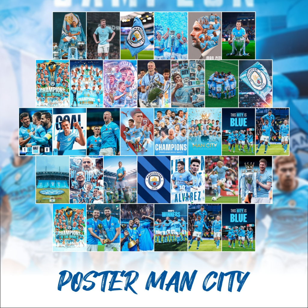 POSTER DINDING MAN CITY MANCHESTER CITY MURAH FREE STIKER