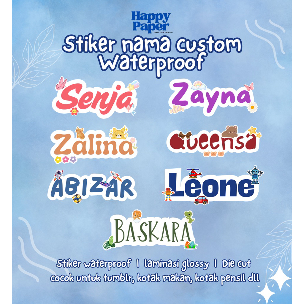 

Sticker Nama Custom Waterproof | Sticker nama anak | Sticker nama anak murah