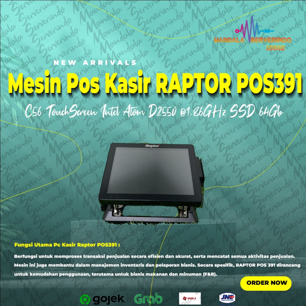 Mesin Pos Kasir RAPTOR POS391 C56 TouchScreen Intel Atom D2550 @1.86GHz SSD 64Gb