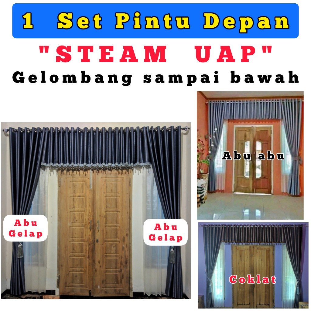 1 Set Pintu Depan diSTEAM UAP gorden blackout tebal dan mewah gordyn korden kordeng horden hordeng t