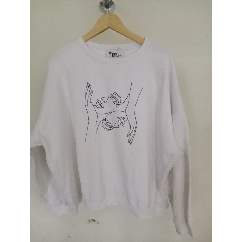 CROP TOP PAPER HEART  CN SWEATER CREWNAK