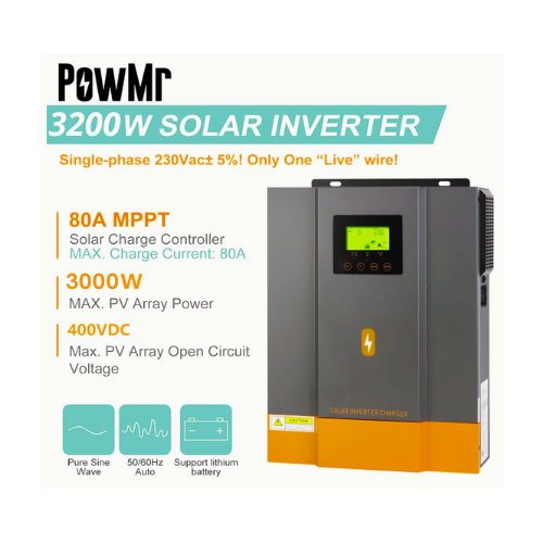 Inverter Hybrid PowMr 3200W 24V MPPT 80A  - Inverter PLTS Hybrid 3.2 KW 24V