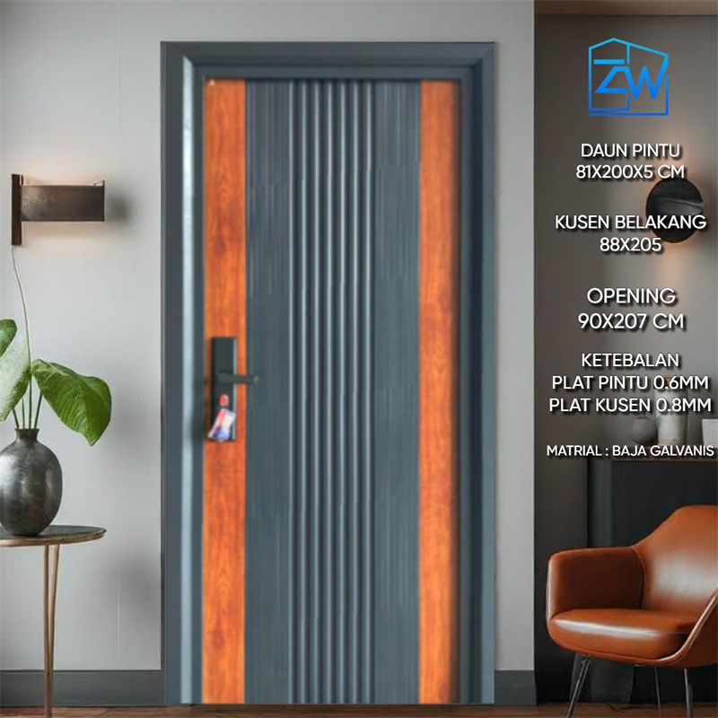 ZW - ( Pintu baja A033 ) / Pintu kamar / Pintu kamar tidur / Pintu utama lengkap